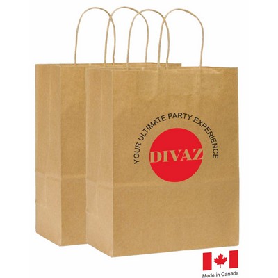 Recycled Natural Kraft Paper Shopping Bag 2C1S (10"x5"x13")