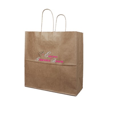 Recycled Natural Kraft Paper Shopping Bag w/Digital Print (14"x10"x15.5")