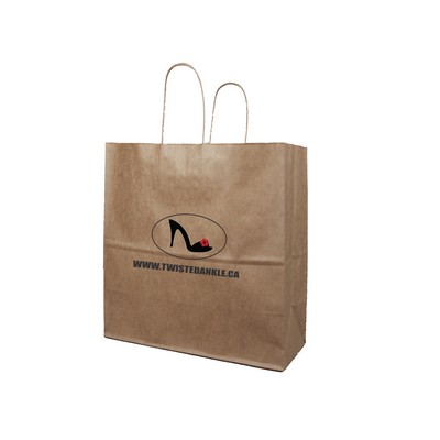 Recycled Natural Kraft Paper Shopping Bag w/Digital Print (13"x7"x13")